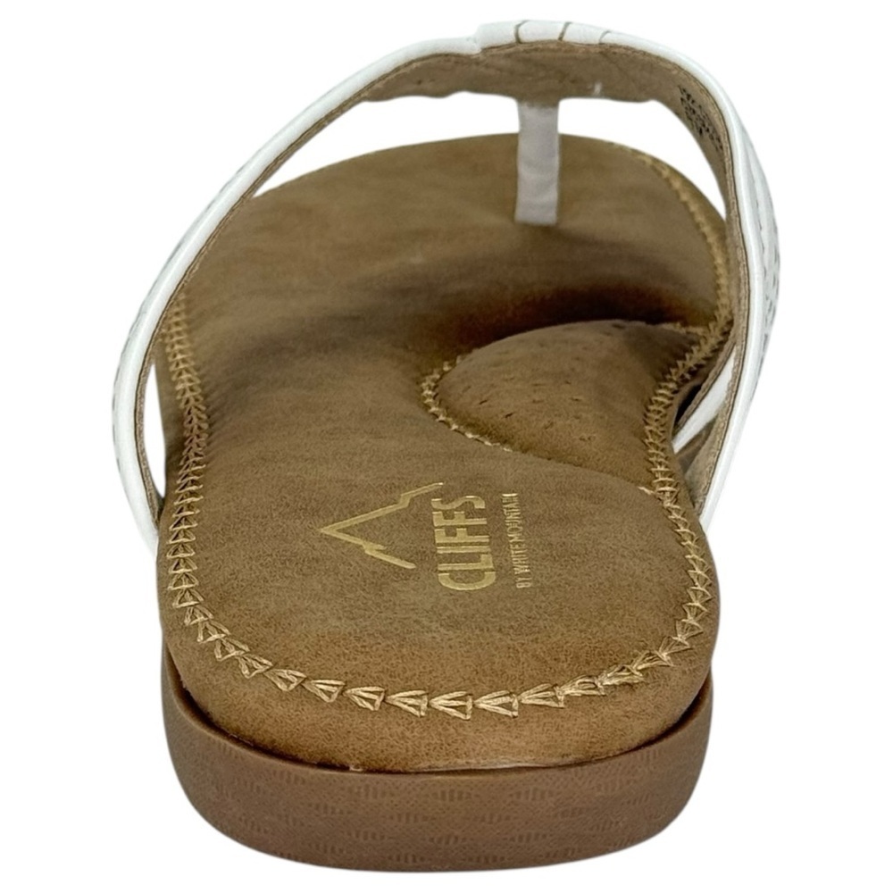 Cliffs by White Mountain Fateful White Faux Leather Womens Thong Sandals Size 8M - Picture 4 of 12